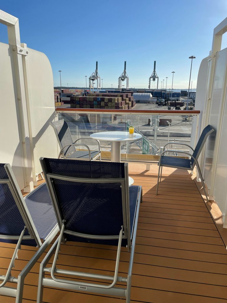 Large balcony on the cruise ship Norwegian Getaway.